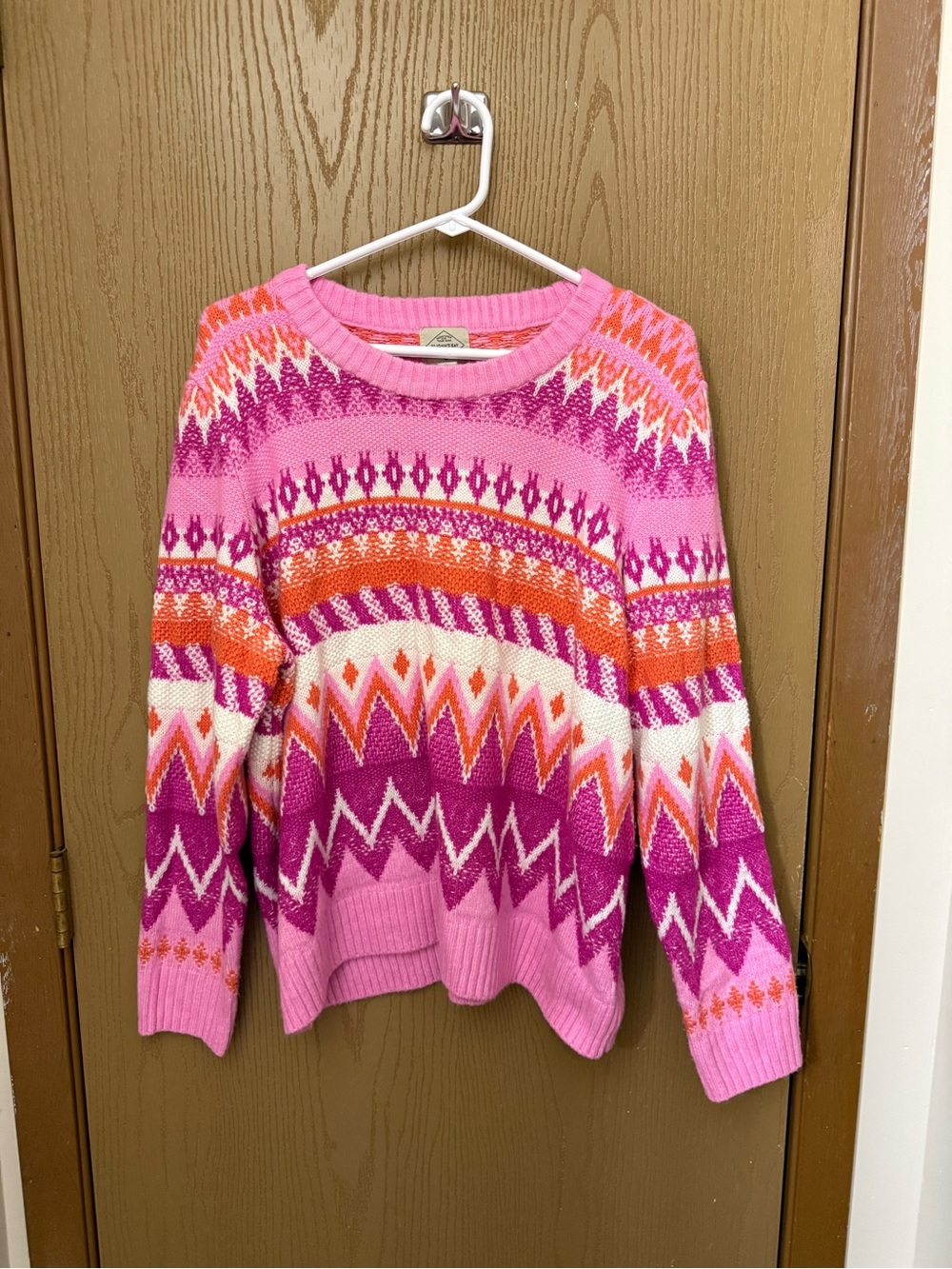 St. John's Bay Pink & Magenta Fair Isle Crewneck Sweater